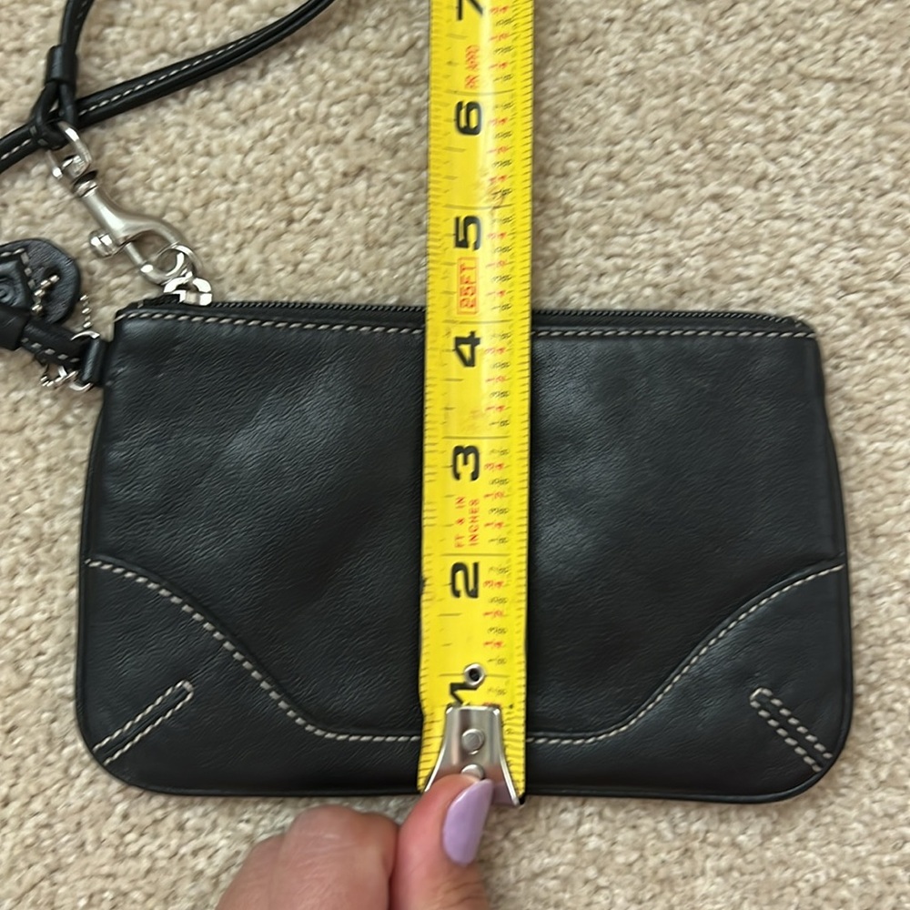 Coach Black Leather Wristlet with Contrast Stitching - Picture 10 of 10